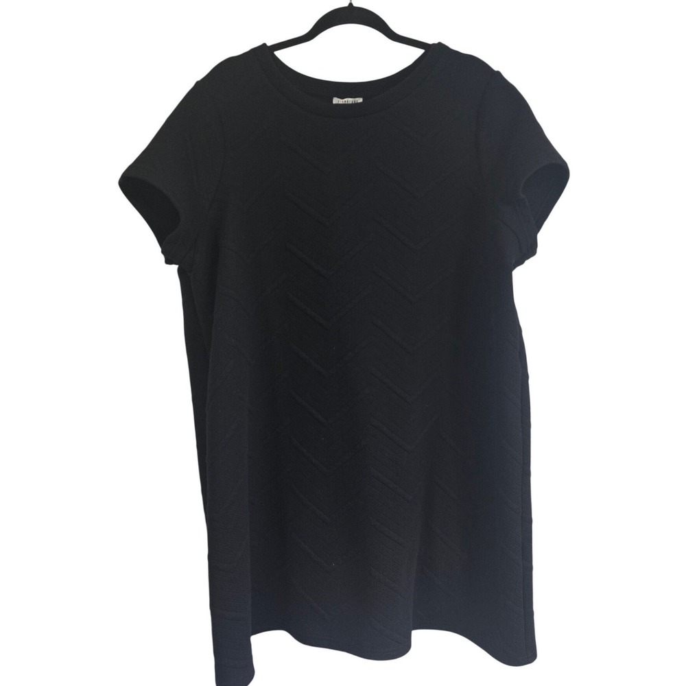 Signature Reitmans Black Textured‎ Chevron Shift Dress Womens Plus Size 3X